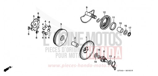 COTE SECONDAIRE/ AXE DE KICKSTARTER PK50ML de 1990